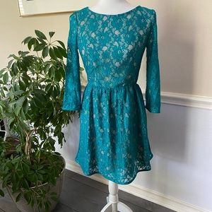 French Connection Teal Lace Dress